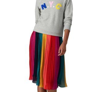 NWT J.Crew Pleated Rainbow Sunburst Skirt Size 20